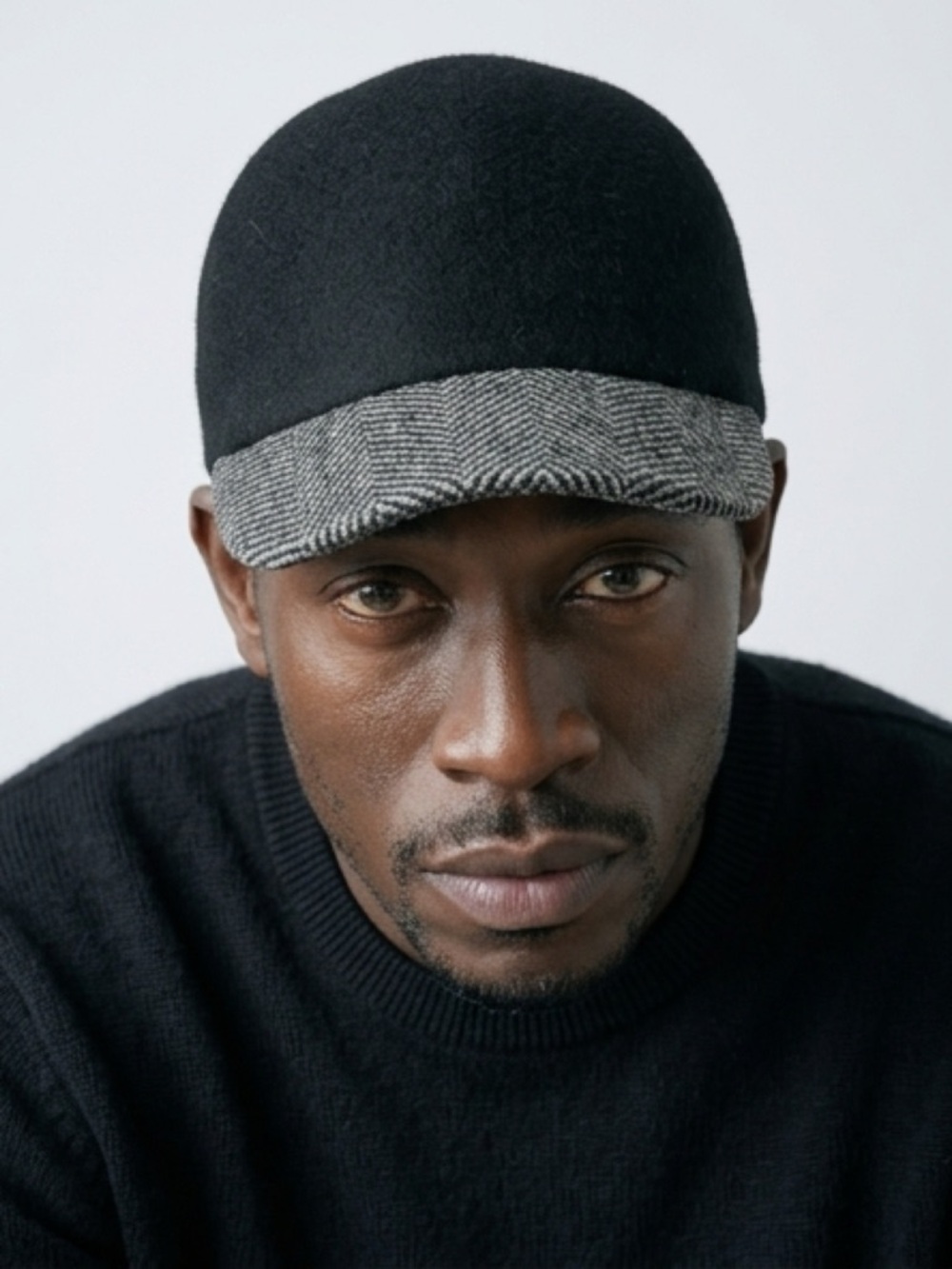 Black and Gray Herringbone Cap